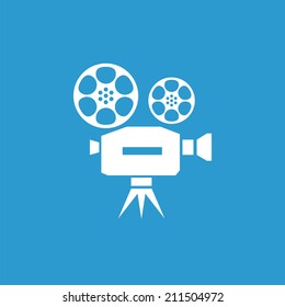 video icon, isolated, white on the blue background. Exclusive Symbols 