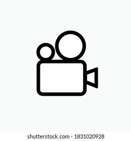Video Icon in Line Art Style. Cinema or Camera Symbol - Vector Logo Template.