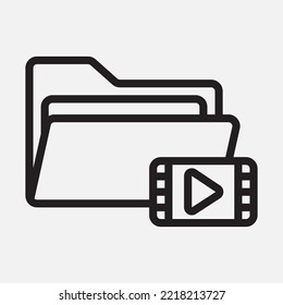 Video icon in line style about folders, use for website mobile app presentation