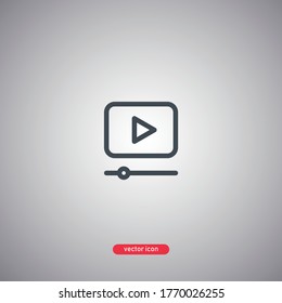Video icon in line style isolated on gray background. Vector illustration.