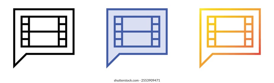 video icon. Linear, Blue Fill and Gradient Style Design Isolated On White Background