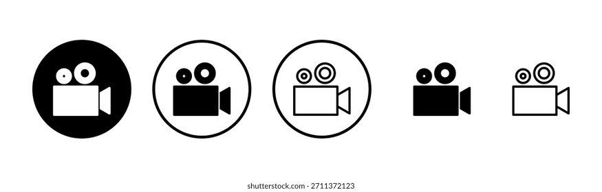 Logo-Design für Videosymbole. Videokamerasymbol und -zeichen. Filmschild. Kino