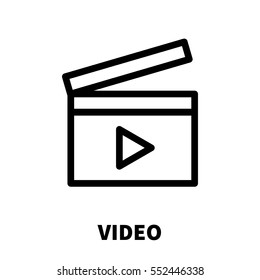 Video icon or logo in modern line style. High quality black outline pictogram for web site design and mobile apps. Vector illustration on a white background.
