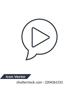 video icon logo vector illustration. play video on bubble chat symbol template for graphic and web design collection