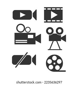 Video icon. Media and film set background vector ilustration.