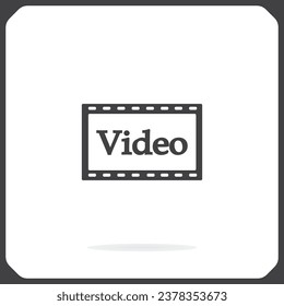 Video icon on a blue background. Video vector icon.