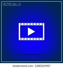 Video icon on a blue background. Video vector icon.