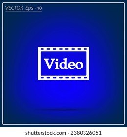 Icono de vídeo sobre un fondo azul. Icono de vector de vídeo.