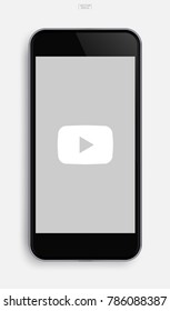 Video icon on display of mobile smartphone. Vector illustration.