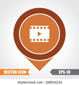 Video Icon On Map Pointer. Eps.-10.