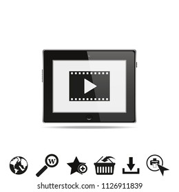 Video icon on tablet pc.