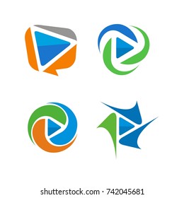 Video icon , play button logo design template vector