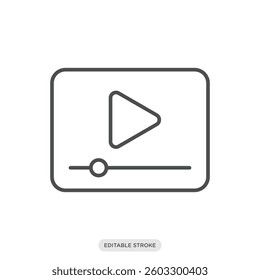 Video icon. Video player symbol. Social media network vector illustration in line style.