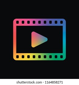 video icon. Rainbow color and dark background