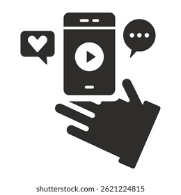 video icon, selfie symbol, flat vector illustration isolated on white background