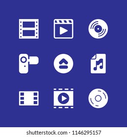 video icon set with audio file, camcorder and film roll vector icons for web and graphic design