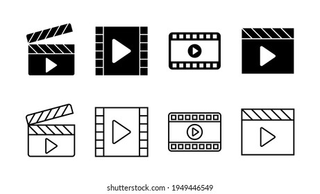 Video icon set. video camera icon vector. movie sign. cinema