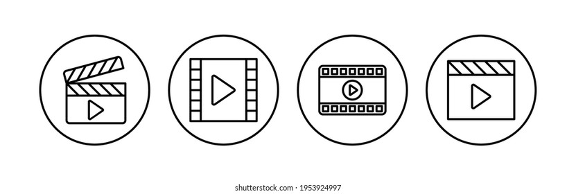 Conjunto de iconos de vídeo. vector de icono de cámara de vídeo. señal de película. cine