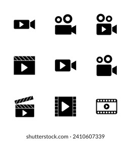 Video icon set. video camera icon vector. movie sign. cinema