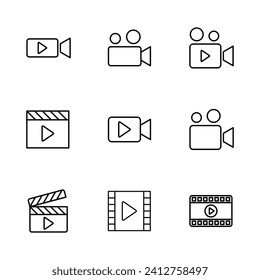 Video icon set. video camera icon vector. movie sign. cinema