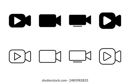 Video icon set. video camera icon vector. movie sign. cinema