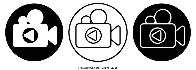 Video icon set. Video camera icon vector. Cinema, movie sign. Projector, shooting, film player. Vector illustrator. 