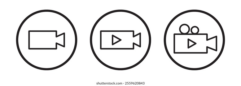 Video icon set. video camera icon vector. movie sign. cinema camera icon.