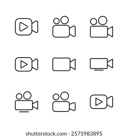 Video icon set. video camera icon vector. movie sign. cinema