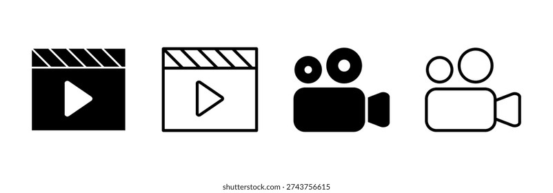 Video icon set. video camera icon vector. movie sign. cinema