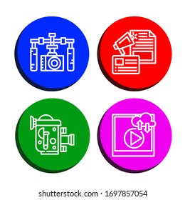 video icon set. Collection of Gimbal, Advertising, Old video camera, Video icons