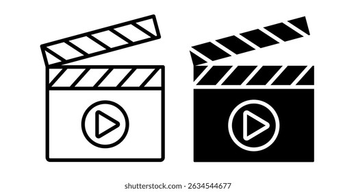 Conjunto de ícones de vídeo. Contendo câmera, vídeo, player, reproduzir, pausar, emudecer, mídia, online, ao vivo, streaming, produção, difusão, gravador, móvel, legendas, monitor, filme, cinema, símbolo, logotipo. Vetor.