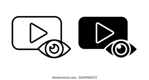 Conjunto de ícones de vídeo. Contendo câmera, vídeo, player, reproduzir, pausar, emudecer, mídia, online, ao vivo, streaming, produção, difusão, gravador, móvel, legendas, monitor, filme, cinema, símbolo, logotipo. Vetor.
