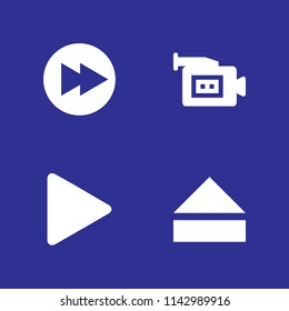 video icon set. eject, video camera and fast forward vector icon for graphic design and web