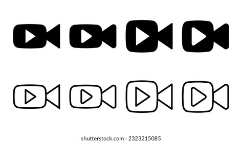 Video icon set illustration. video camera sign and symbol. movie sign. cinema