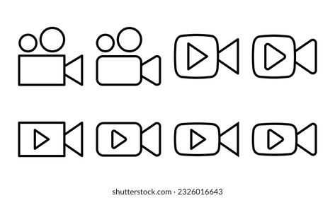 Video icon set illustration. video camera sign and symbol. movie sign. cinema