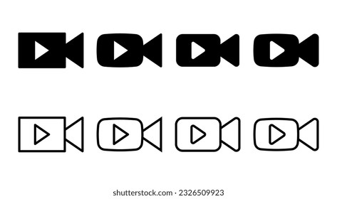 Video icon set illustration. video camera sign and symbol. movie sign. cinema