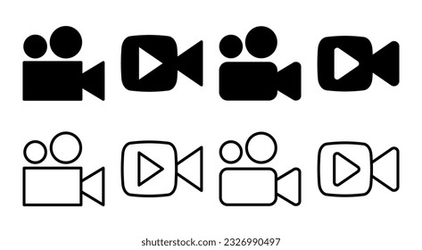Video icon set illustration. video camera sign and symbol. movie sign. cinema
