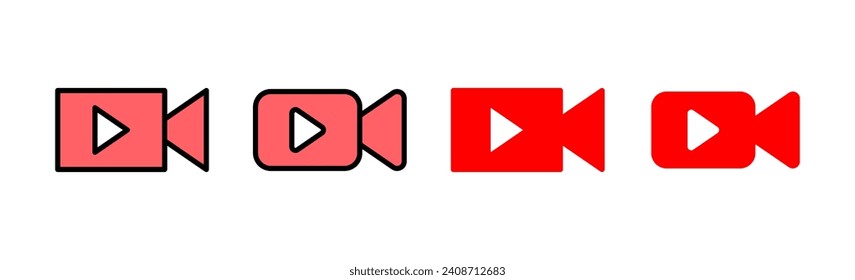 Ilustración de conjunto de iconos de vídeo. símbolo y signo de la cámara de vídeo. señal de película. cine