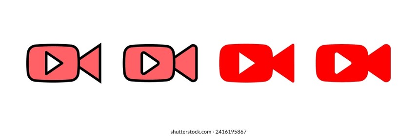 Ilustración de conjunto de iconos de vídeo. símbolo y signo de la cámara de vídeo. señal de película. cine