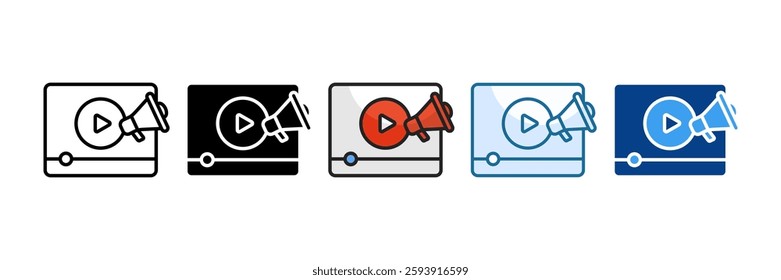 Video Icon Set Multiple Style Collection