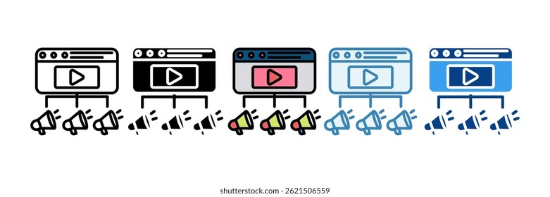 Video Icon Set Multiple Style Collection