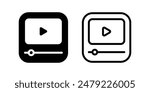 Video icon set. Video Player sign. Flat illustration of vector icon on white background