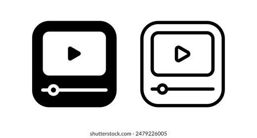 Video icon set. Video Player sign. Flat illustration of vector icon on white background