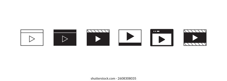 Video icon set. Video Player sign