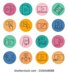 video icon set . video symbol pack vector elements for infographic web. with trend color