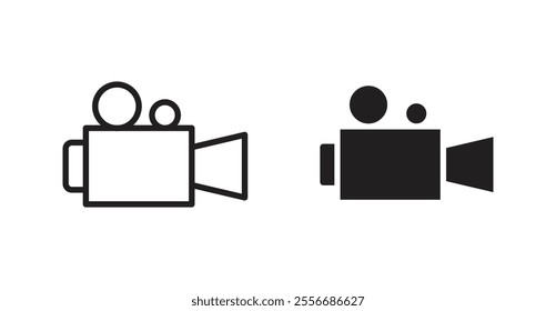 Video icon set in Thin line black color.