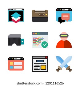 video icon set. vector set about gaming, virtual reality and browser icons set.