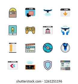 video icon set. vector set about drone, browser, gamepad and clapperboard icons set.
