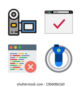 video icon set. vector set about browser, virtual reality and camcorder icons set.