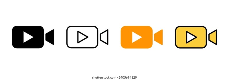 Video icon set vector. video camera sign and symbol. movie sign. cinema